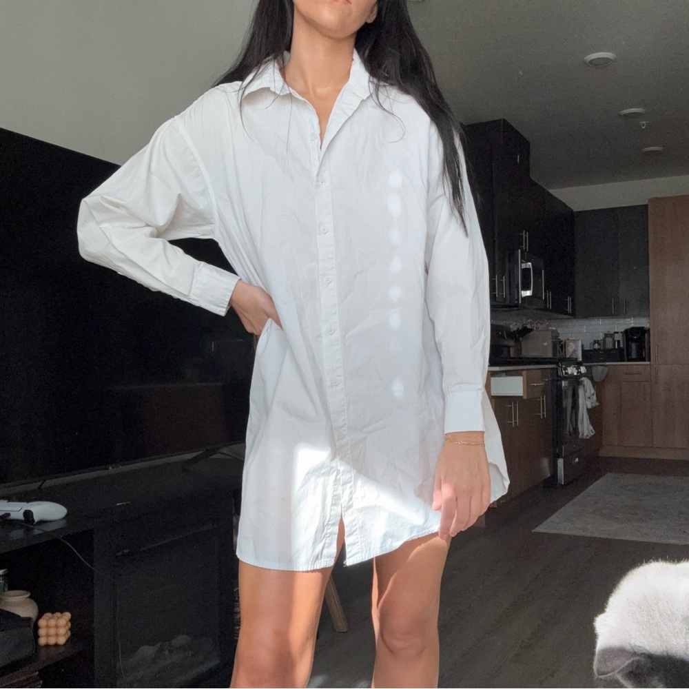 White Long Sleeve Shirt Dress